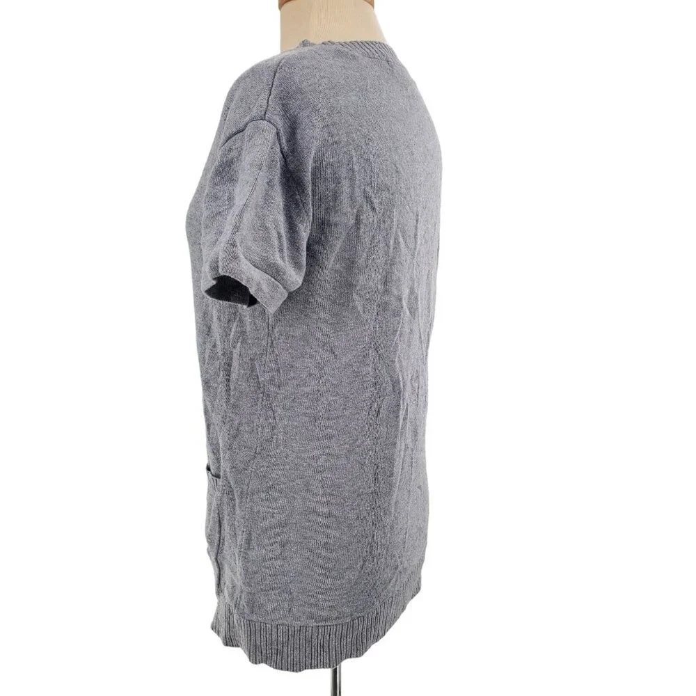 Michael Kors Med Cardigan Button Sweater Oversized Patch Pocket Lambswool Cotton